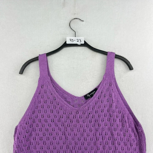 Lily Morgan Tank Sweater Womens Sz Large Purple Open Knit Spagheti Strap Stretch - Picture 10 of 10